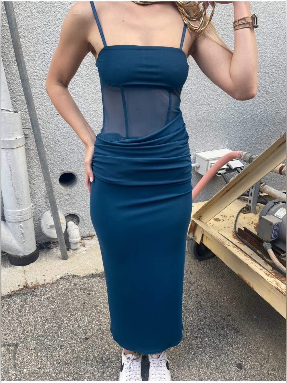 Zara Teal Blue Maxi Dress
